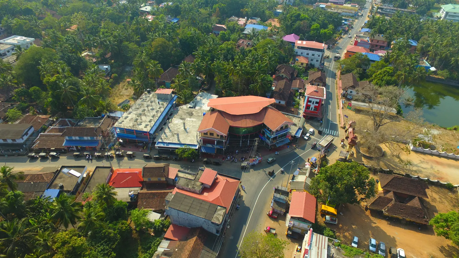 Aerial view of Pazhayannur town centre